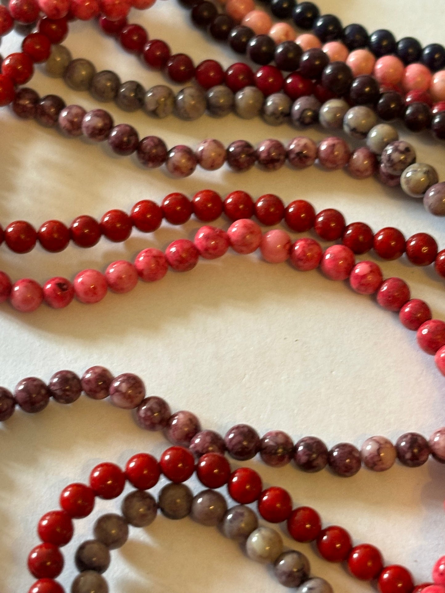 Red, Purple & Pink Multi bead necklace