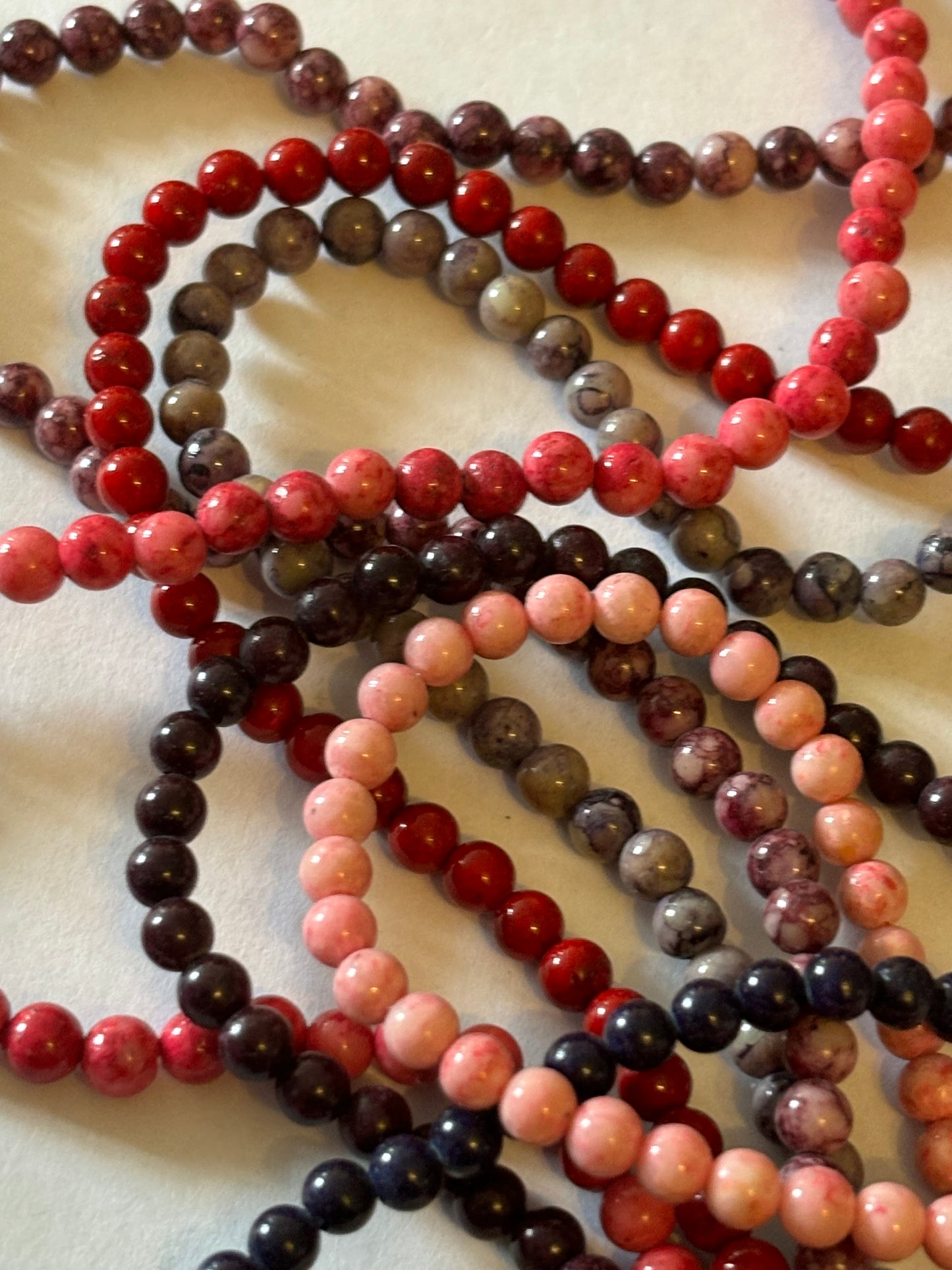 Red, Purple & Pink Multi bead necklace