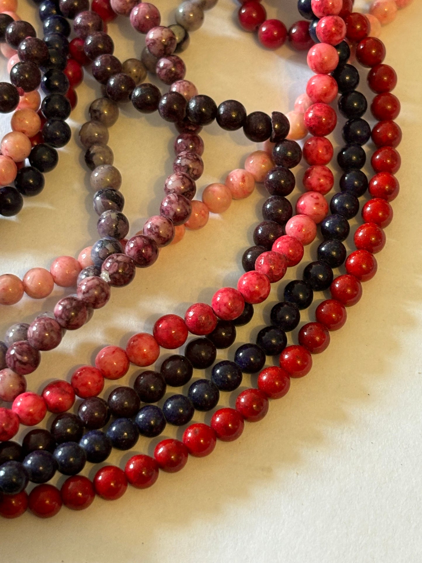 Red, Purple & Pink Multi bead necklace