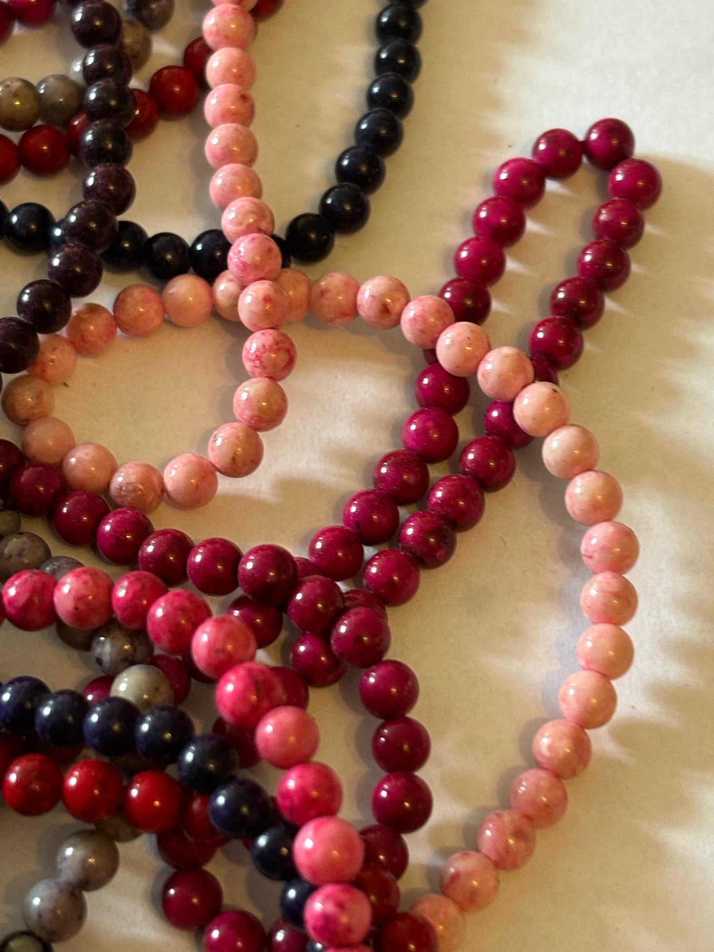 Red, Purple & Pink Multi bead necklace