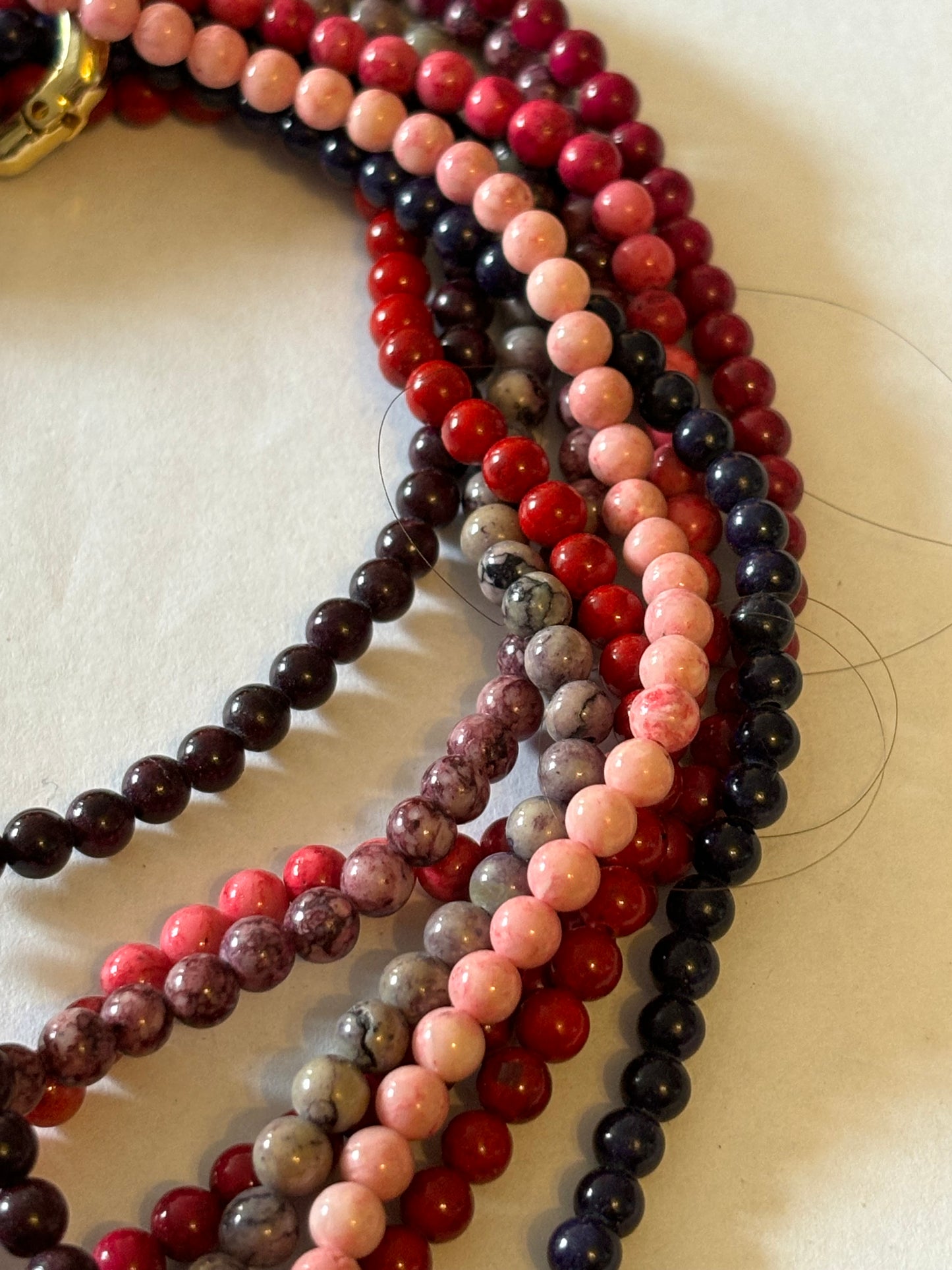 Red, Purple & Pink Multi bead necklace