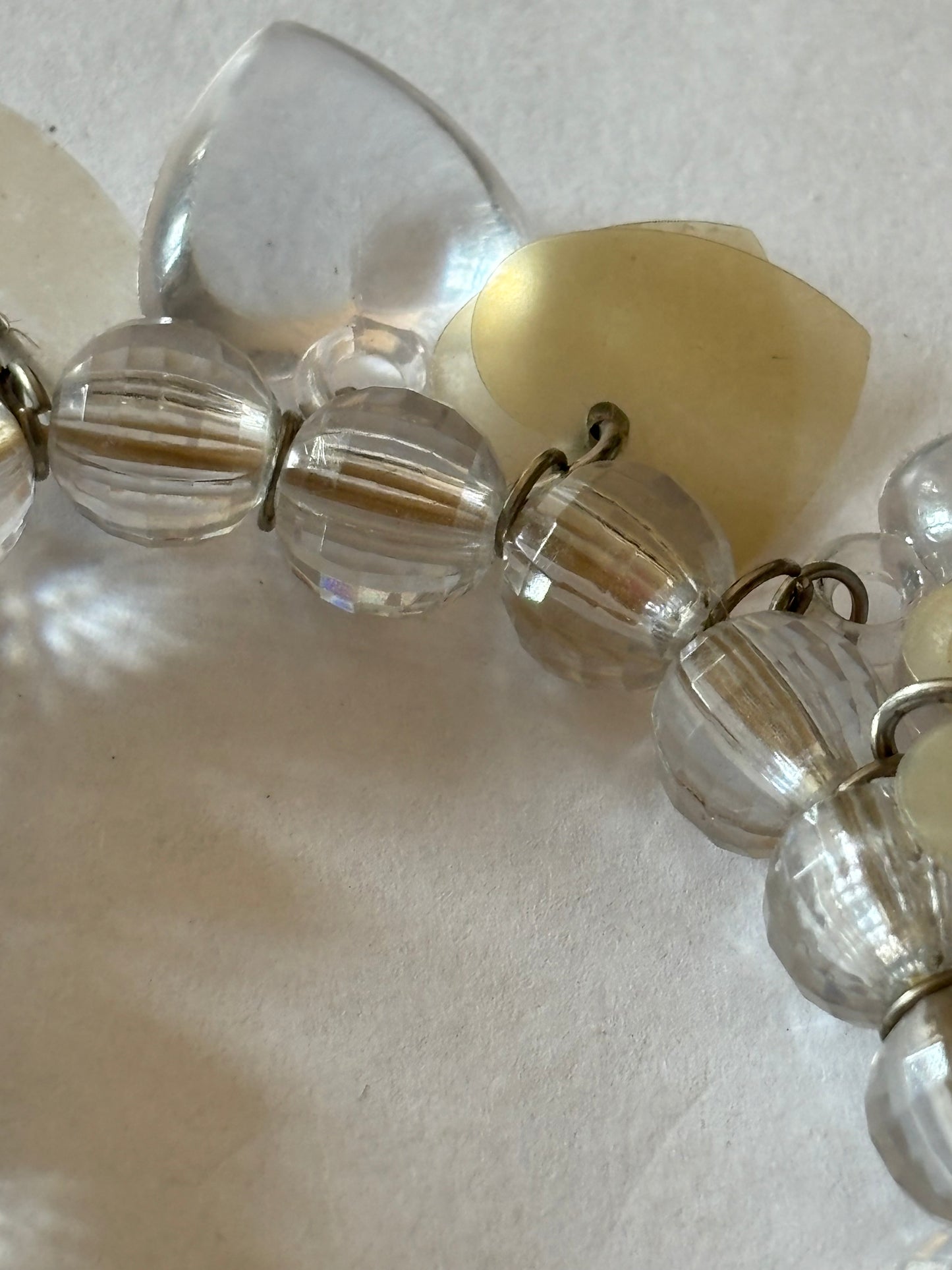 Clear and white heart beaded bracelet