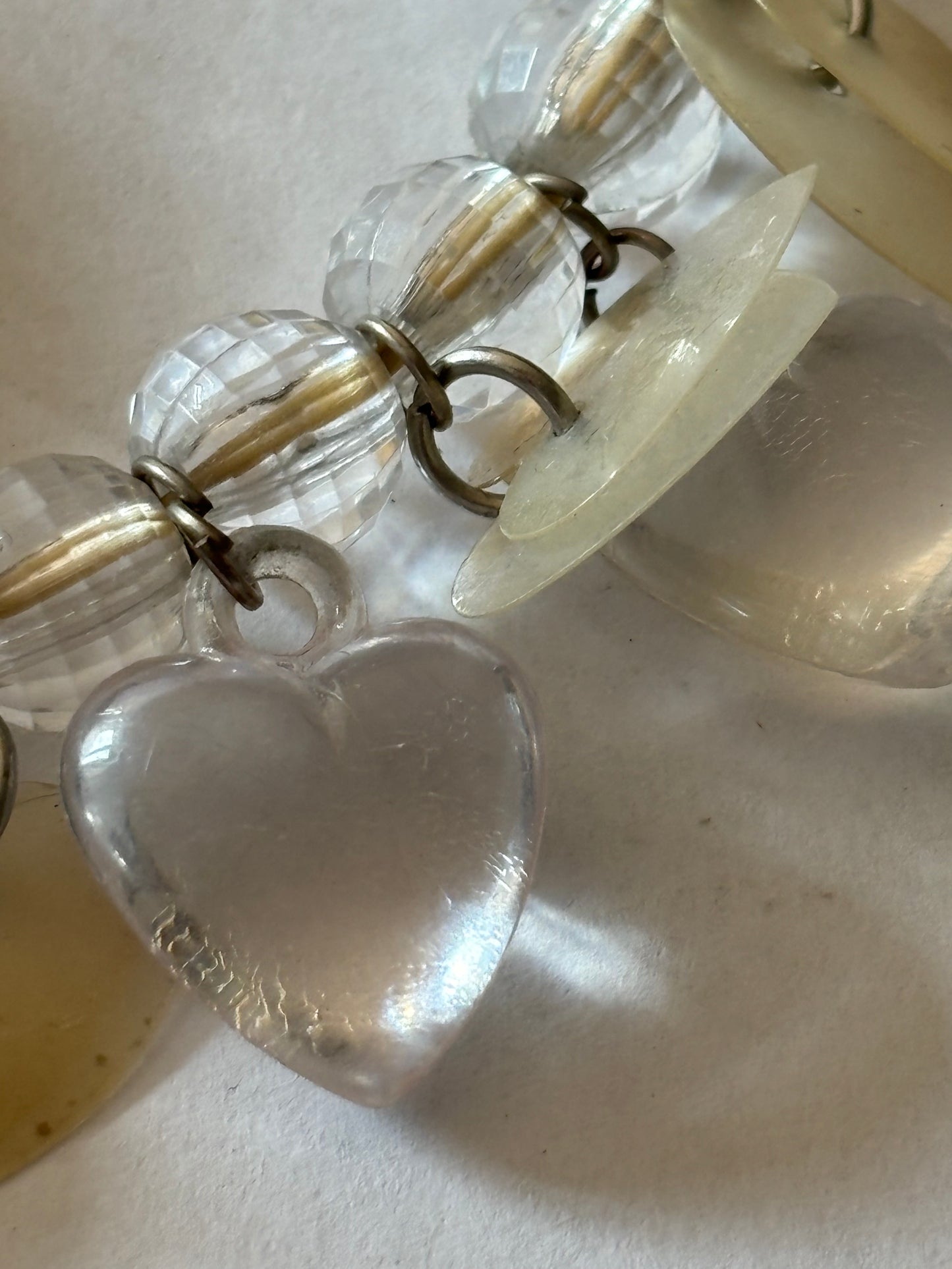 Clear and white heart beaded bracelet