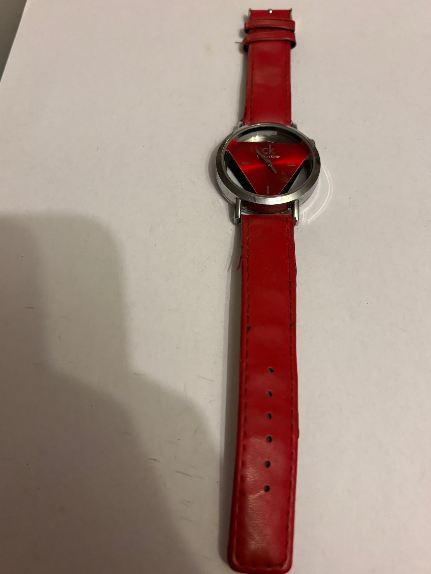 Calvin Klein - Ladies red and silver glass watch - Untested