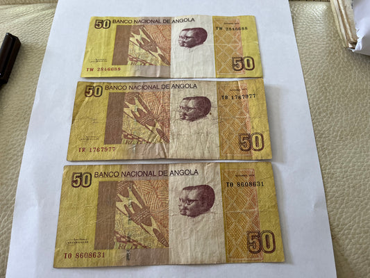 Angola - 50 Kwanzas Note x3